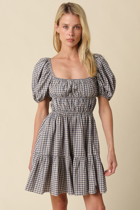 Clara Plaid Puff Sleeve Mini Dress – harlow & poppy