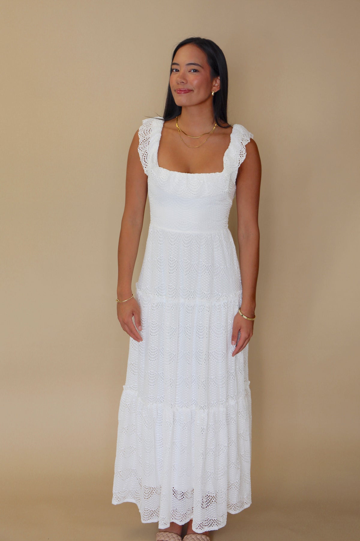 Carly Crochet Ruffle Strap Maxi Dress harlow & poppy Carly Crochet Ruffle Strap Maxi Dress harlow & poppy
